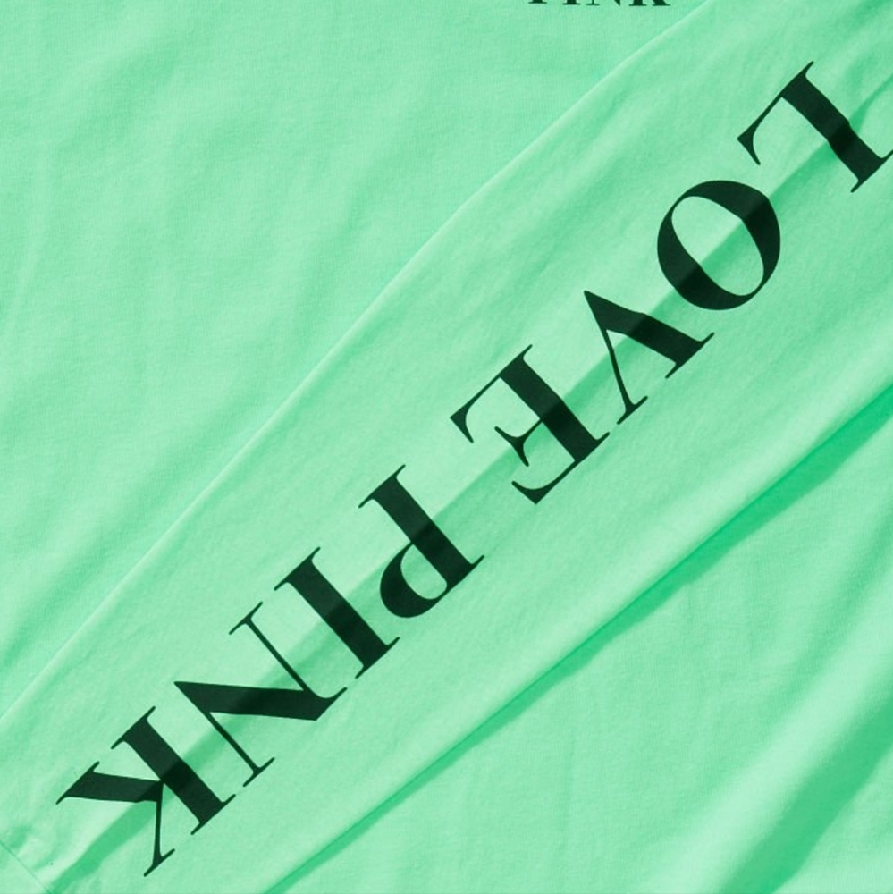 Victorias Secret PINK Campus tee long sleeve mint neon green - Picture 4 of 5